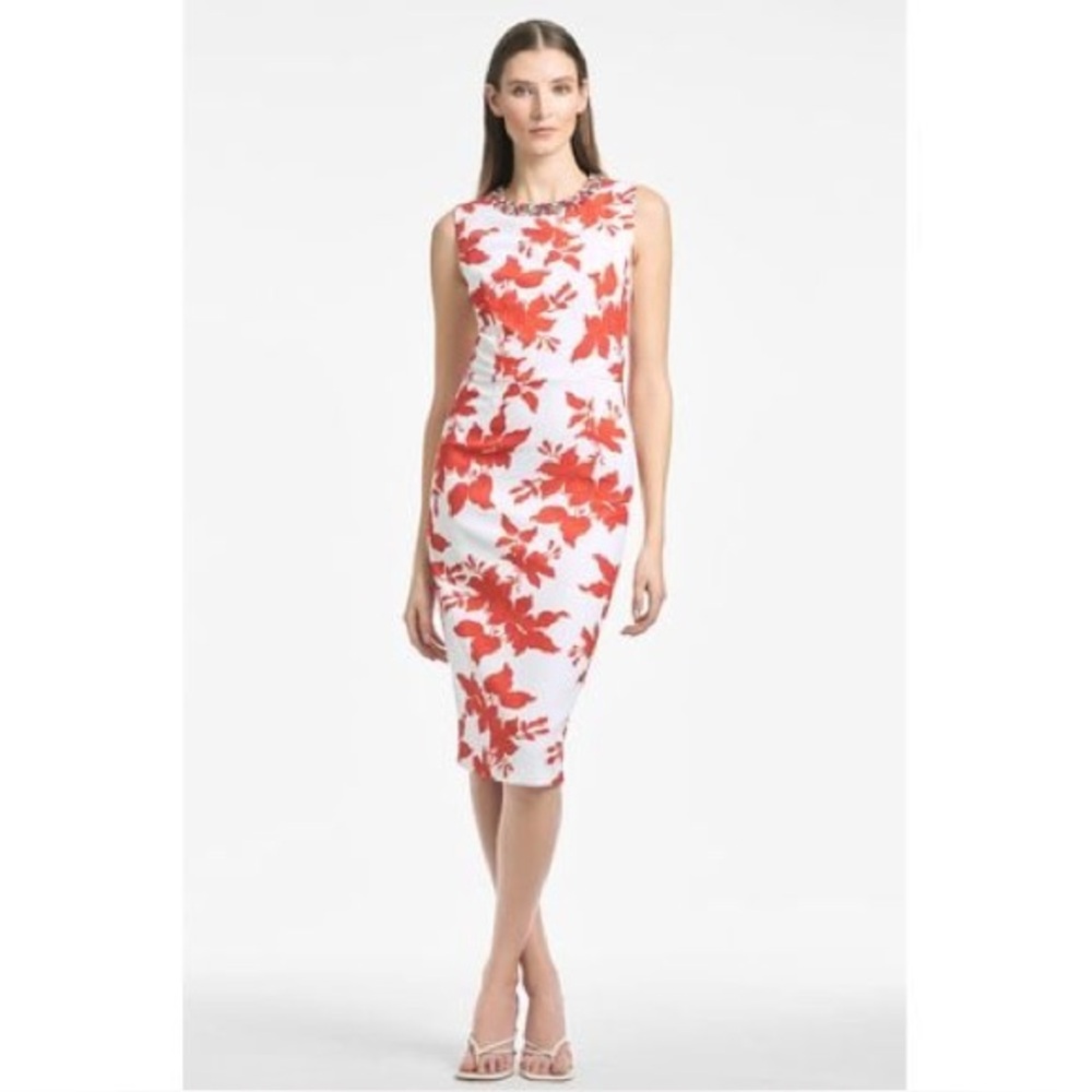 SACHIN + BABI
Anna Coral Narcissus Floral Print Sheath Dress
$595